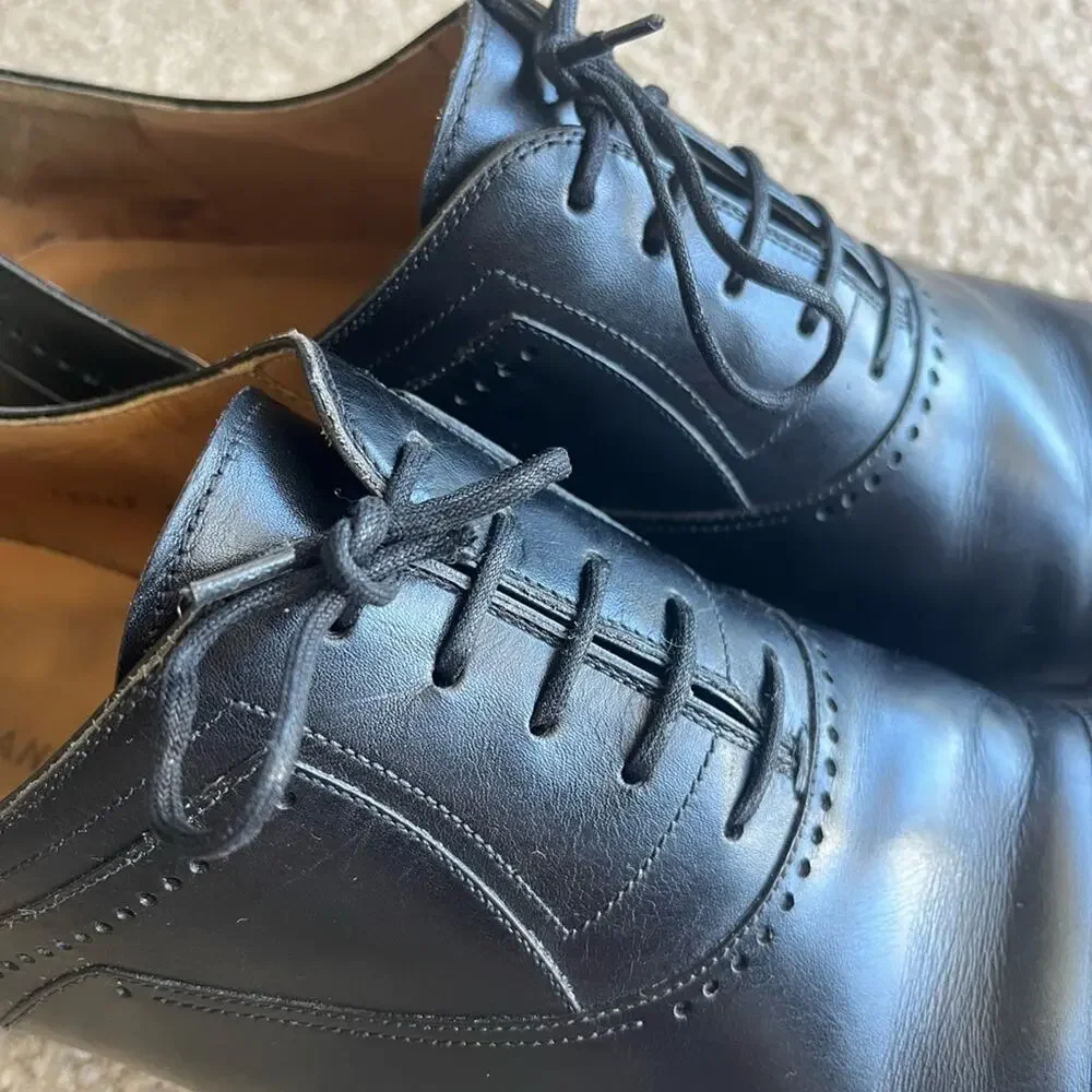 Magnanni made in Spain black Oxford shoes preppy office luxury size 13